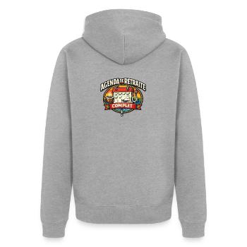 Agenda de Retraité Complet Humour - Veste à capuche bio Premium Unisexe - gris chiné - Dos - Nico (187cm)