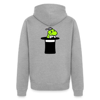 Chenille Chapeau Haut de Forme Magicien Sorcier Tour de Magie Mignon - Veste à capuche bio Premium Unisexe - gris chiné - Dos - Nico (187cm)