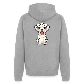 Dalmatiner Welpen Mit Zunge - Unisex Premium Bio Zip Hoodie - Grau meliert - Hinten - Nico (187cm)