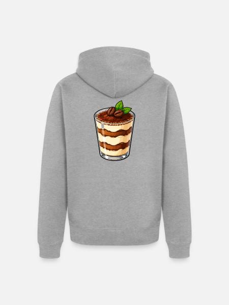 Tiramisu im Glas Kaffeecreme - Unisex Premium Bio Zip Hoodie - Grau meliert