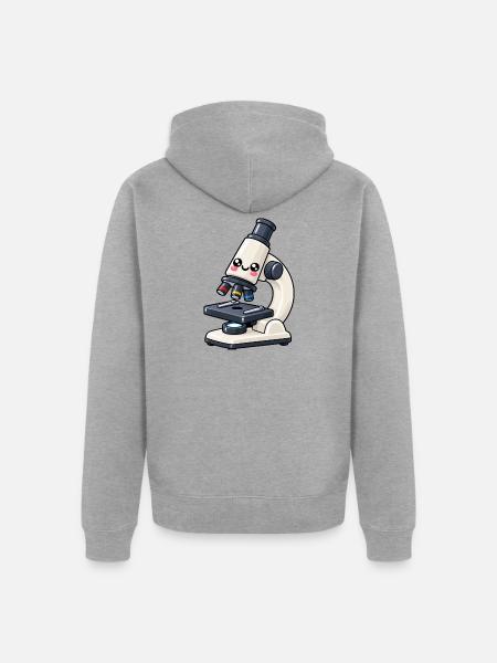 Kawaii Mikroskop Design - Unisex Premium Bio Zip Hoodie - Grau meliert