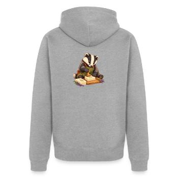 Dachs prägt handgemachte Seife - Unisex Premium Bio Zip Hoodie - Grau meliert - Hinten - Nico (187cm)