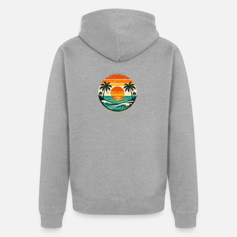 Endloser Sommer: Meer, Sonne & Vibes - Unisex Premium Bio Zip Hoodie - Grau meliert