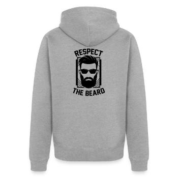 Respect The Beard king respects Bard - Unisex Premium Organic Zip Hoodie - heather grey - Back - Nico (187cm)