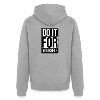 Do It For Yourself Inspirierend Selbstliebe Zitat - Unisex Premium Bio Zip Hoodie - Grau meliert - Hinten - Nico (187cm)