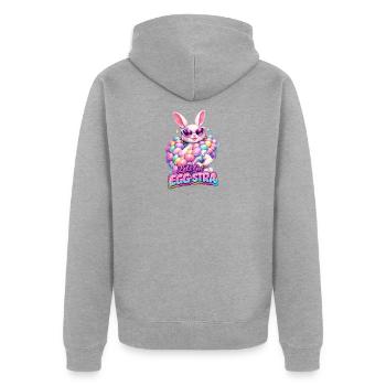 Ostern Lets Get Egg-stra - Unisex Premium Bio Zip Hoodie - Grau meliert - Hinten - Nico (187cm)