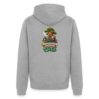Innerer Frieden Hat Heute Frei Bonsai Comic Motiv - Unisex Premium Bio Zip Hoodie - Grau meliert - Hinten - Nico (187cm)