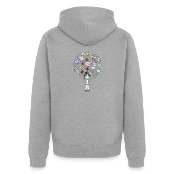 adhs-brain - Unisex Premium Bio Zip Hoodie - Grau meliert - Hinten - Nico (187cm)