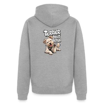 Terrier Do It Better Spruch - Unisex Premium Bio Zip Hoodie - Grau meliert - Hinten - Nico (187cm)