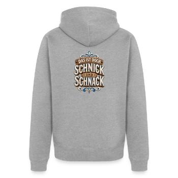 Schnick und Schnack – Bayern Vintage - Unisex Premium Bio Zip Hoodie - Grau meliert - Hinten - Nico (187cm)
