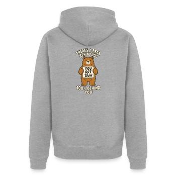 Bärenrücken - Unisex Premium Bio Zip Hoodie - Grau meliert - Hinten - Nico (187cm)