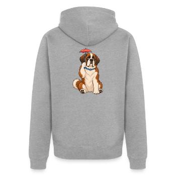 Bernhardiner winziger Regenschirm - Unisex Premium Bio Zip Hoodie - Grau meliert - Hinten - Nico (187cm)