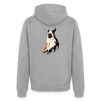 Spooky cute ghost "Hellfire Phantom" - Unisex Premium Bio Zip Hoodie - Grau meliert - Hinten - Nico (187cm)
