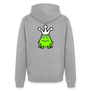 Grenouille Roi Couronne Drôle Mignon Bande Dessinée Grenouille Prince - Veste à capuche bio Premium Unisexe - gris chiné - Dos - Nico (187cm)
