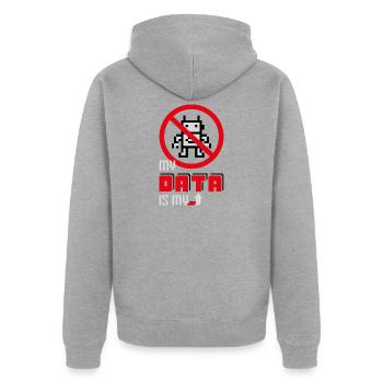 Meine Daten sind meine Daten - Unisex Premium Bio Zip Hoodie - Grau meliert - Hinten - Nico (187cm)