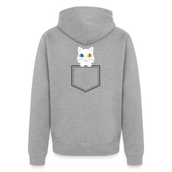 Pocket Animal Turkish Angora - Unisex Premium Organic Zip Hoodie - heather grey - Back - Nico (187cm)