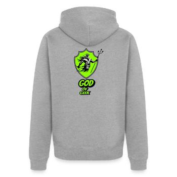 God of geek - Veste à capuche bio Premium Unisexe - gris chiné - Dos - Nico (187cm)