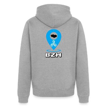Triskel Breizh Blue - Unisex Premium Organic Zip Hoodie - heather grey - Back - Nico (187cm)