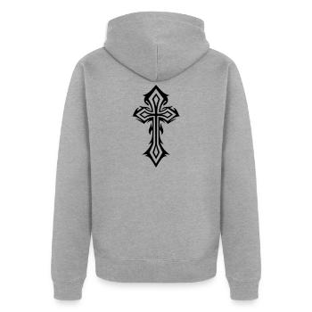 Cross, Crucifix, with thorns, gothic style. - Unisex Premium Organic Zip Hoodie - heather grey - Back - Nico (187cm)