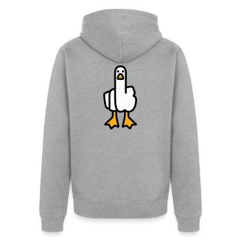 Statement Goose - Unisex Premium Organic Zip Hoodie - heather grey - Back - Nico (187cm)