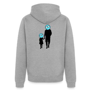 Familie Silhouette Liebe Kinder Eltern Mama Papa - Unisex Premium Bio Zip Hoodie - Grau meliert - Hinten - Nico (187cm)