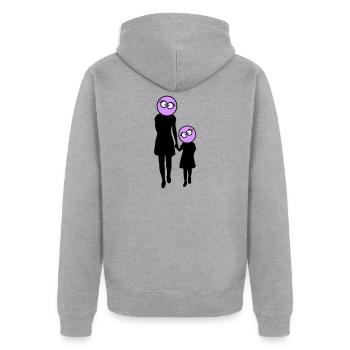 Familie Silhouette Liebe Kinder Eltern Mama Papa - Unisex Premium Bio Zip Hoodie - Grau meliert - Hinten - Nico (187cm)