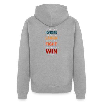 Dann gewinnst du - Unisex Premium Bio Zip Hoodie - Grau meliert - Hinten - Nico (187cm)