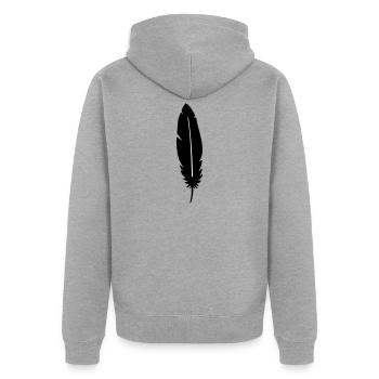 Feder silhouette - Unisex Premium Bio Zip Hoodie - Grau meliert - Hinten - Nico (187cm)