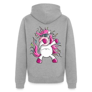 Cool Dabbendes Unicorn I Dab Dance I Dabbing - Unisex Premium Organic Zip Hoodie - heather grey - Back - Nico (187cm)