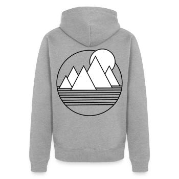 Paysage désertique minimaliste - Veste à capuche bio Premium Unisexe - gris chiné - Dos - Nico (187cm)