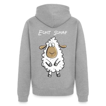 Echt Schaf I Cooles Schäfchen Comic Geschenk Fun - Unisex Premium Bio Zip Hoodie - Grau meliert - Hinten - Nico (187cm)