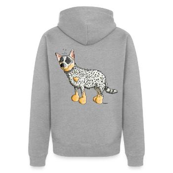 Witziger Australian Cattle Dog - Hund - Unisex Premium Bio Zip Hoodie - Grau meliert - Hinten - Nico (187cm)
