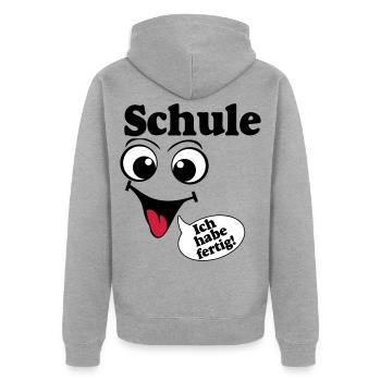Abschluß , Schule ich habe fertig (25) - Unisex Premium Bio Zip Hoodie - Grau meliert - Hinten - Nico (187cm)
