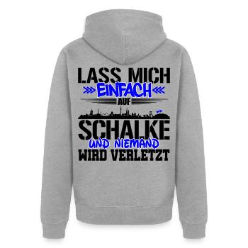 Lasst mich auf Schalke | Farbe änderbar - Unisex Premium Bio Zip Hoodie - Grau meliert - Hinten - Nico (187cm)