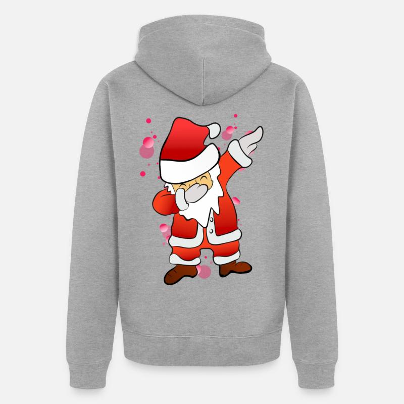 Dabbing Nikolaus - Unisex Premium Bio Zip Hoodie - Grau meliert