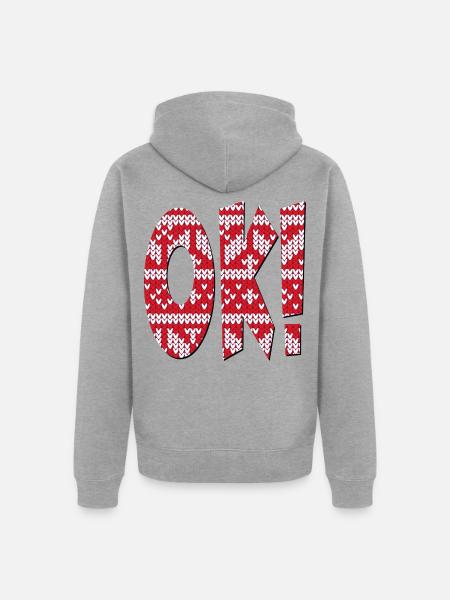 STRICKMUSTER OK - Unisex Premium Bio Zip Hoodie - Grau meliert