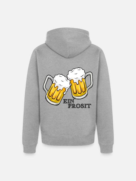 EIN PROSIT_Volksfestzeit_ Zum Wohl - Unisex Premium Bio Zip Hoodie - Grau meliert