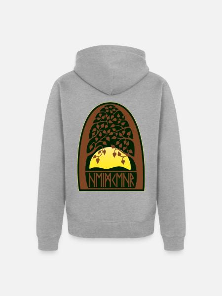 Sonnenaufgang - Runen - Heimkehr - Unisex Premium Bio Zip Hoodie - Grau meliert