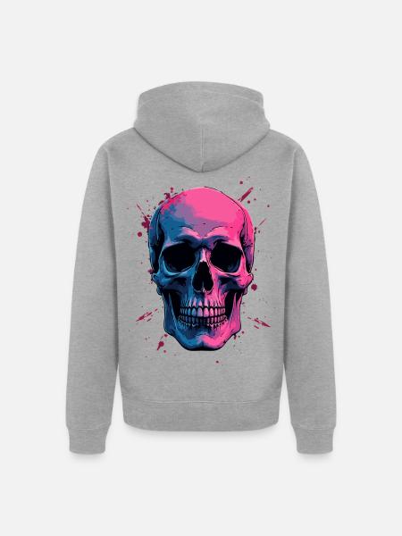 Neon Skull - Unisex Premium Organic Zip Hoodie - heather grey