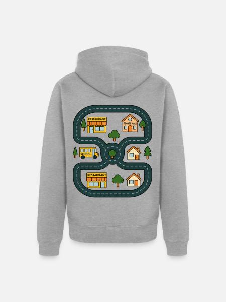 Play Cars Map auf Papas Rücken Geschenk zum Vatertag - Unisex Premium Bio Zip Hoodie - Grau meliert
