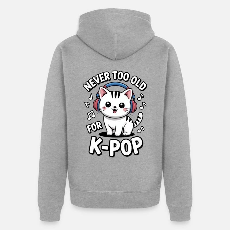 K-Pop Drôle Musique coréenne - Veste à capuche bio Premium Unisexe - gris chiné