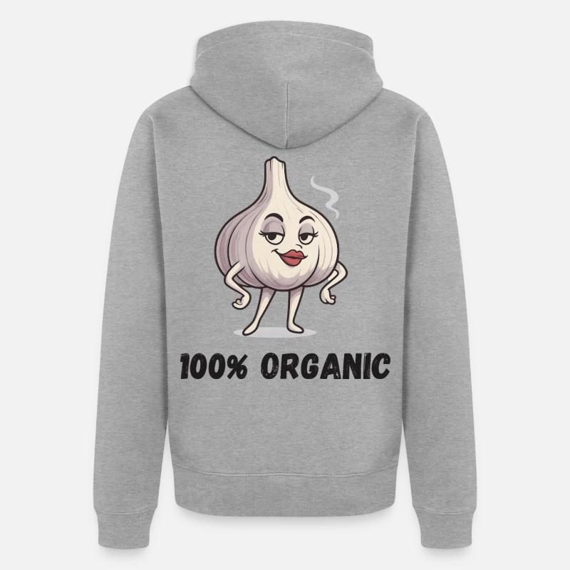 Garlic Diva Pose Ail Végétal Bio - Veste à capuche bio Premium Unisexe - gris chiné