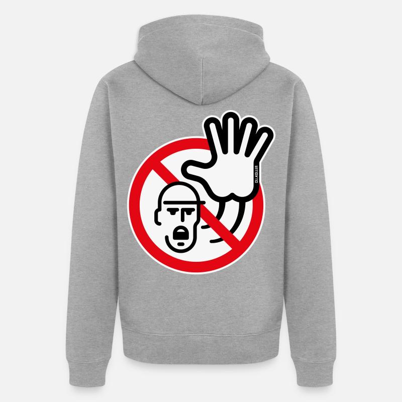 Warnzeichen / Warnung / Verbot (Symbol / 3C) - Unisex Premium Bio Zip Hoodie - Grau meliert
