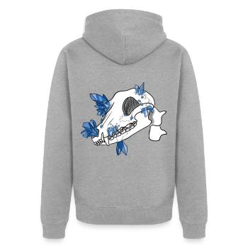 Kristallschädel - Canidae (von Leni Riosa) - Unisex Premium Bio Zip Hoodie - Grau meliert - Hinten - Nico (187cm)