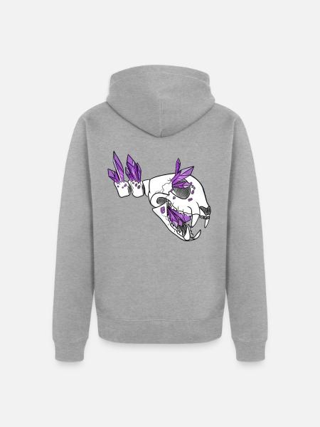 Kristallschädel - Felidae (von Leni Riosa) - Unisex Premium Bio Zip Hoodie - Grau meliert