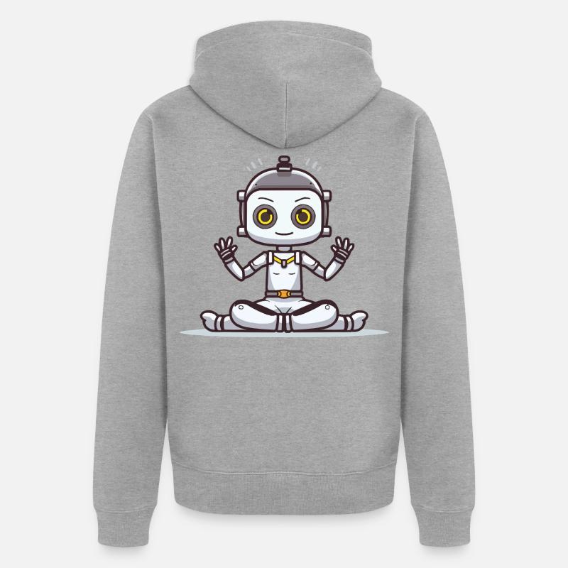 Petit robot en position de lotus - Veste à capuche bio Premium Unisexe - gris chiné