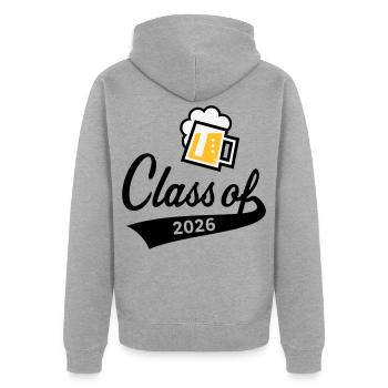 Promotion 2026 (Promotion diplômée / Bière / 3C POS) - Veste à capuche bio Premium Unisexe - gris chiné - Dos - Nico (187cm)