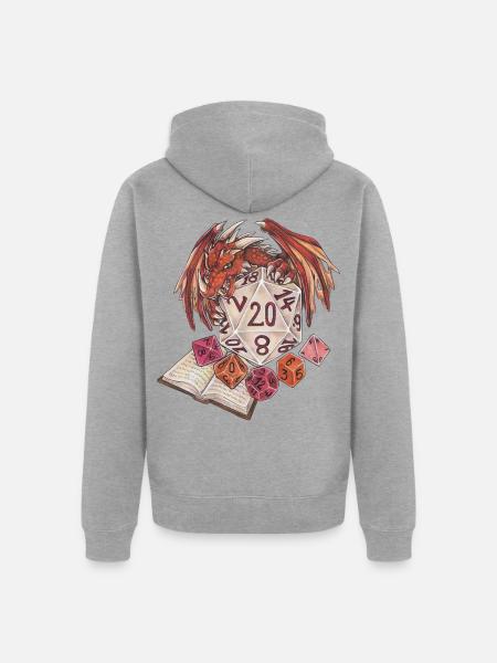 Rollenspiel Tabletop D20 Würfel Game Master - Unisex Premium Bio Zip Hoodie - Grau meliert