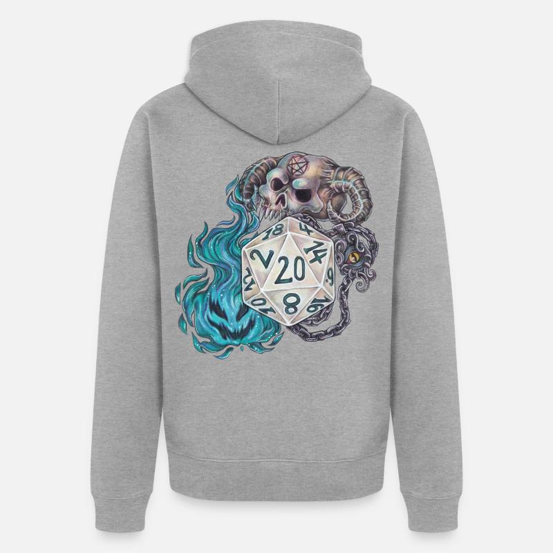 Rollenspiel Tabletop D20 Würfel Geschenk Warlock - Unisex Premium Bio Zip Hoodie - Grau meliert