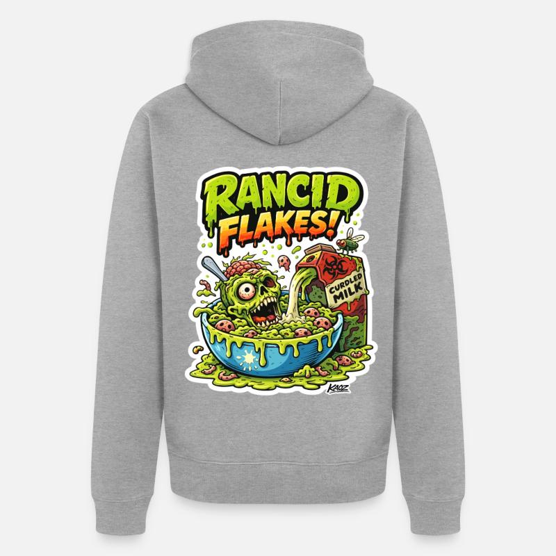 Monstre dégoûtant de flocons de crâne - Veste à capuche bio Premium Unisexe - gris chiné